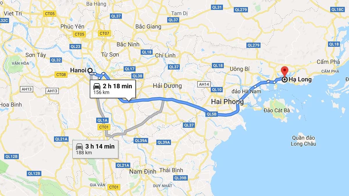 Hanoi to Halong Bay Distance